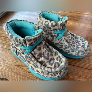Ariat 6T Soft Leather Teal and Leopard Print Boots